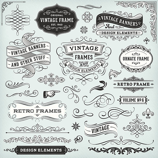 ilustrações, clipart, desenhos animados e ícones de vintage frames e banners - frame calligraphy ornate retro revival