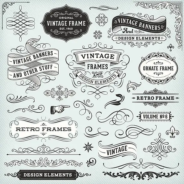 Vector illustration of Vintage Frames and Banners