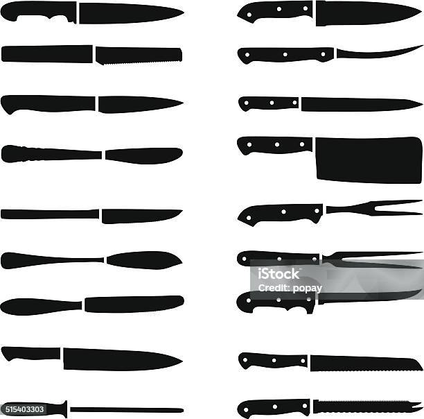 Knife Silhouette Stock Illustration - Download Image Now - Kitchen Knife, Knife - Weapon, Table Knife