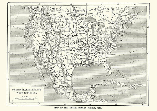 istock Map of the United States and Mexico, 19th Century 515434548