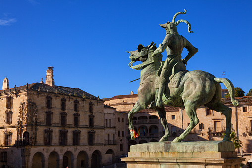 Francisco Pizarro (conqueror of Peru) in Trujillo main square, province of Caceres, Spain