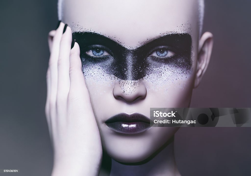 futuristic makeup art portrait of a fashion model and futuristic make up art  Futuristic Stock Photo