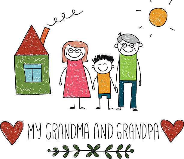 I love my grandparents vector art illustration