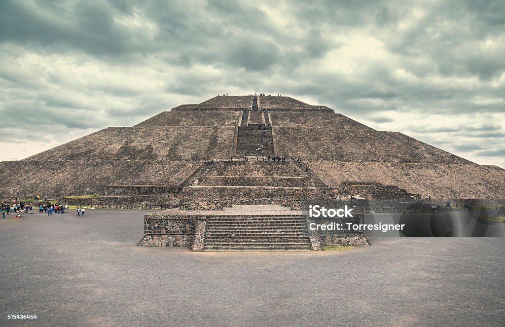 The Pyramid of the Sun, Teotihuacan. The Pyramid of The Sun in Teotihuacan, seen from the Avenue of Dead. Teotihuacan Stock Photo