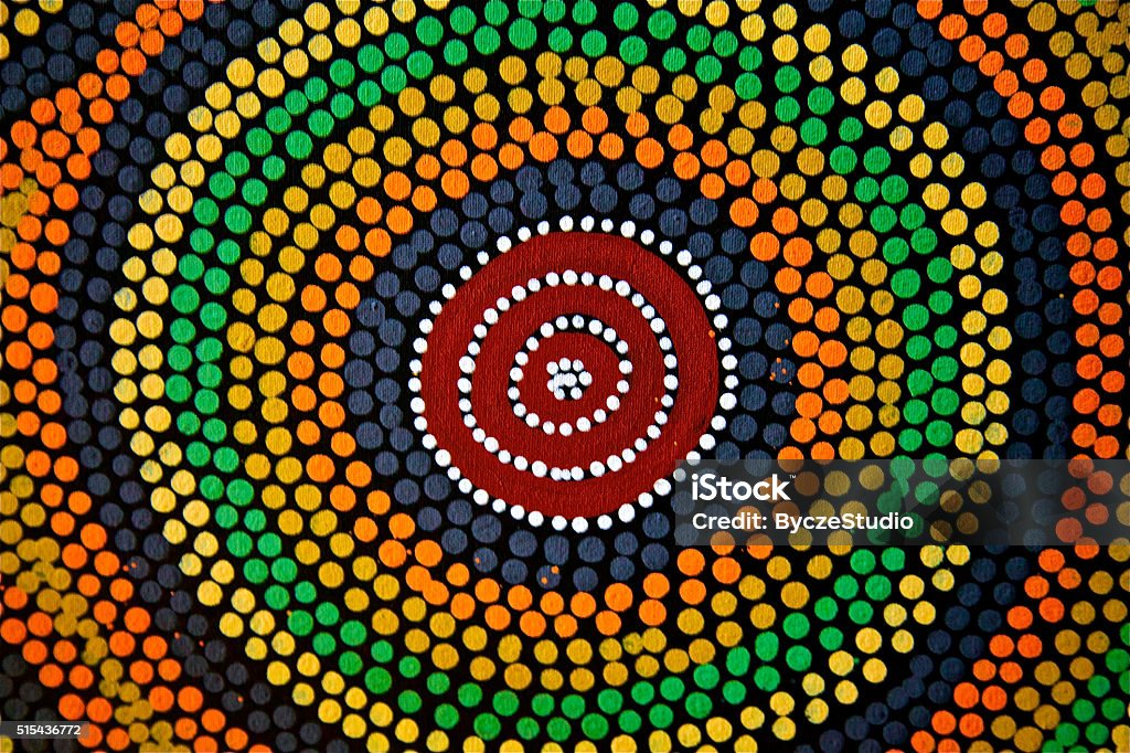 Painted color dot mandala circle Asian African ethnic art craft Africa Stock Photo