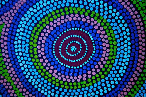 Painted color dot mandala circle Asian African ethnic art craft