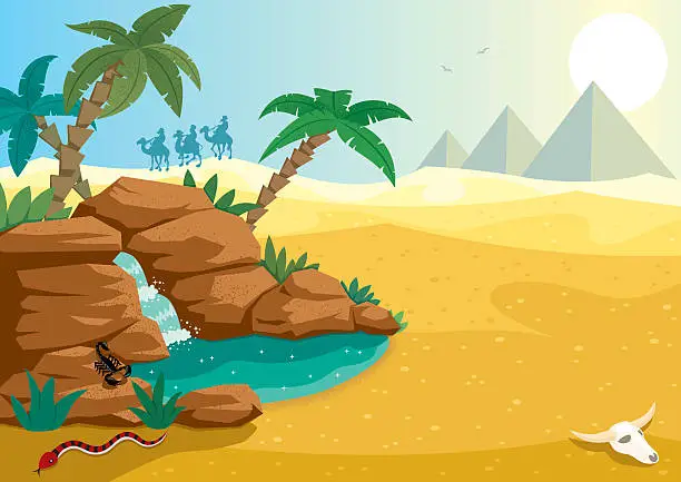 Vector illustration of Desert Oasis