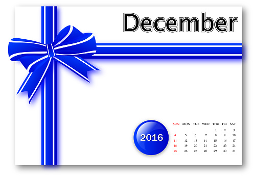 December 2016 - Calendar series with gift ribbon design