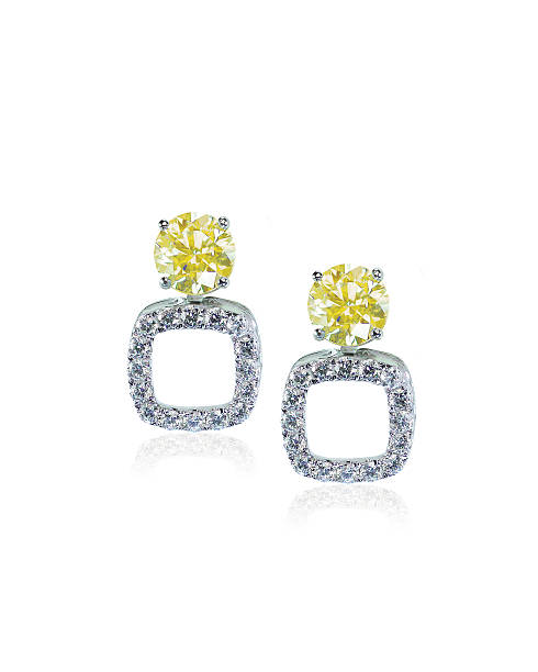 istock Yellow diamond citrine topaz stud earrings pair 515442256