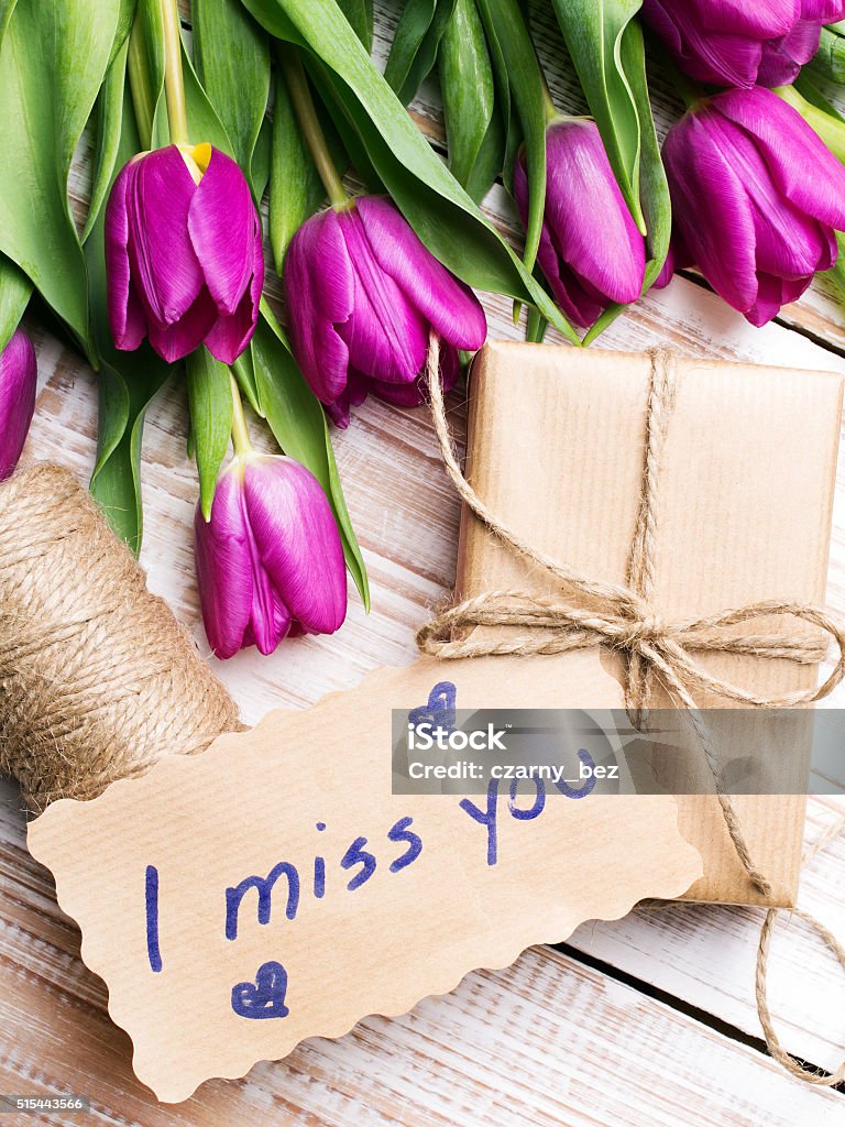 Words I Miss You And Bouquet Of Tulips Stock Photo - Download ...