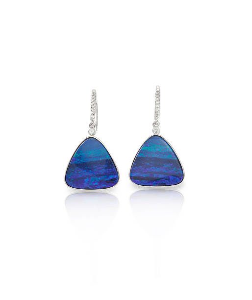 istock Blue Opal sapphire Fashion Drop Earrings with diamonds 515443952