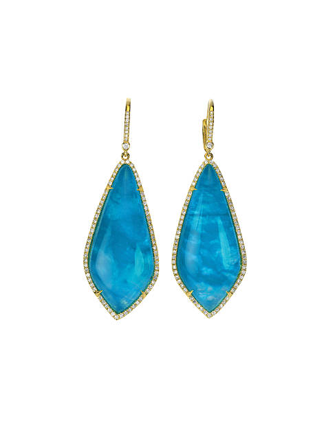 istock Blue Opal sapphire Fashion Drop Earrings with diamonds 515444022