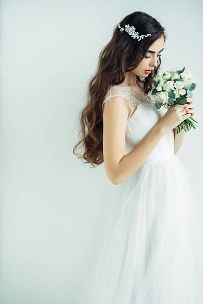 istock Studio shot of young beautiful bride 515444592