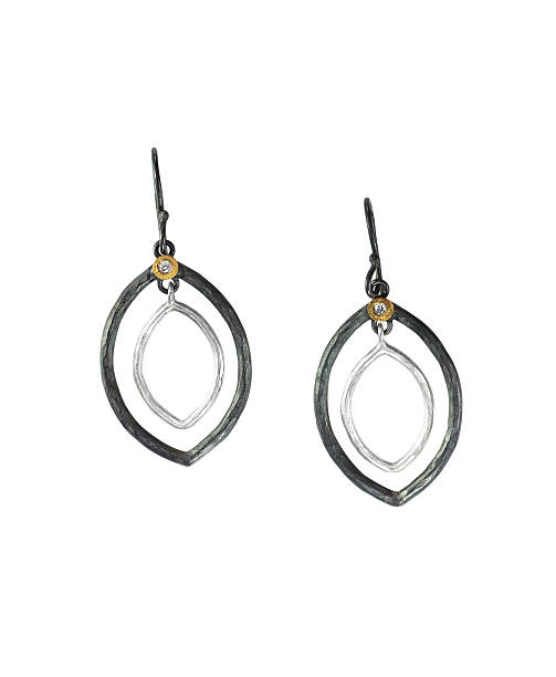 istock Black silver metal and diamond pierced earrings 515446198