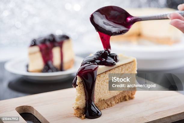 Blueberry Cheesecake Stock Photo - Download Image Now - Cheesecake, Dessert - Sweet Food, Sweet Food