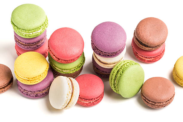 istock Delicious pile of macaroons on white background 515448108