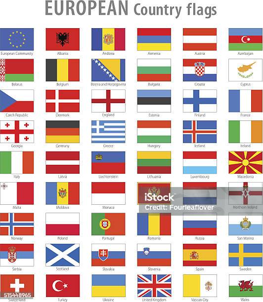 European National Flag Vector Icon Set Stock Illustration - Download Image Now - Flag, European Union, Europe