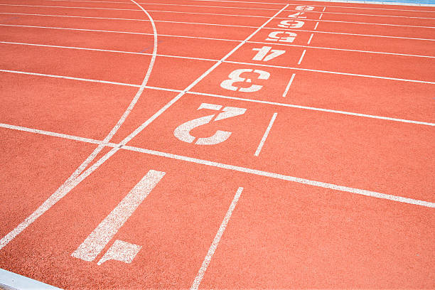 istock Rubber running lane for sprint or race. 515449369