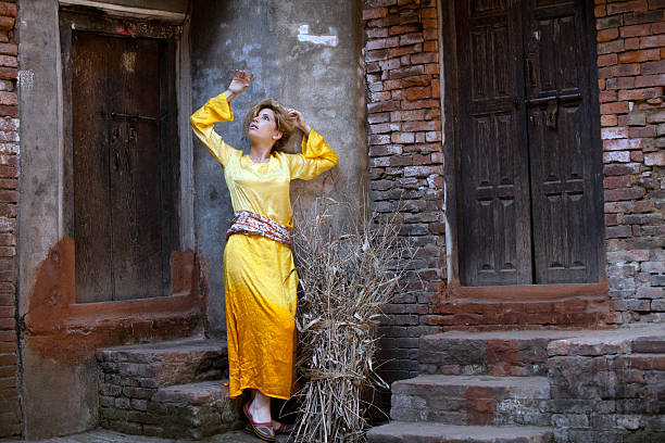istock white woman in Nepal 515449785