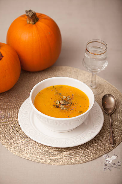 Pumpkin soup with thyme and pepita