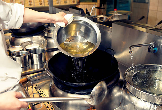 istock Chef is pouring cooking oil in wok, toned 515451547