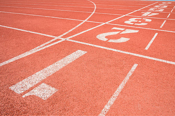 istock Rubber running lane for sprint or race. 515451693
