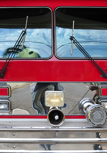 Closeup details on a vintage fire truck