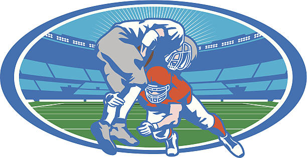 ilustrações, clipart, desenhos animados e ícones de estádio de futebol de enfrentar - quarterback sack