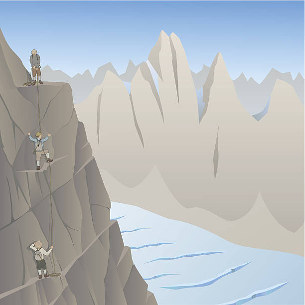 illustrations, cliparts, dessins animés et icônes de pionniers de l'alpinisme - crevasse glacier snow european alps