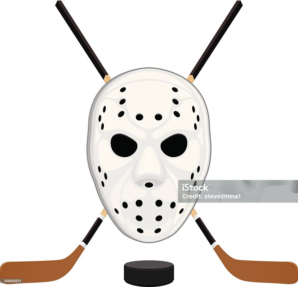 Hockey Mask, Puck and Sticks Face Guard - Sport stock vector