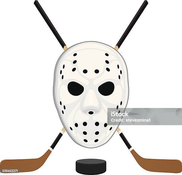 Hockey Mask Puck And Sticks Stock Illustration - Download Image Now - Face Guard - Sport, Hockey, Mask - Disguise