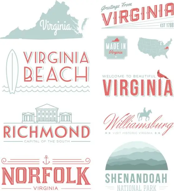 Vector illustration of Virginia Typography