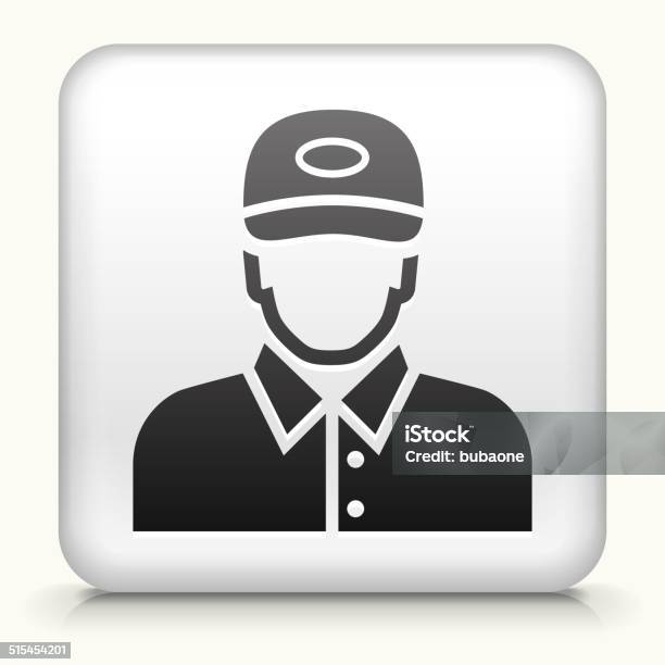 Ilustración de Botón Cuadrado Con Trabajador y más Vectores Libres de Derechos de Botón pulsador - Botón pulsador, Cara humana, Fondo blanco