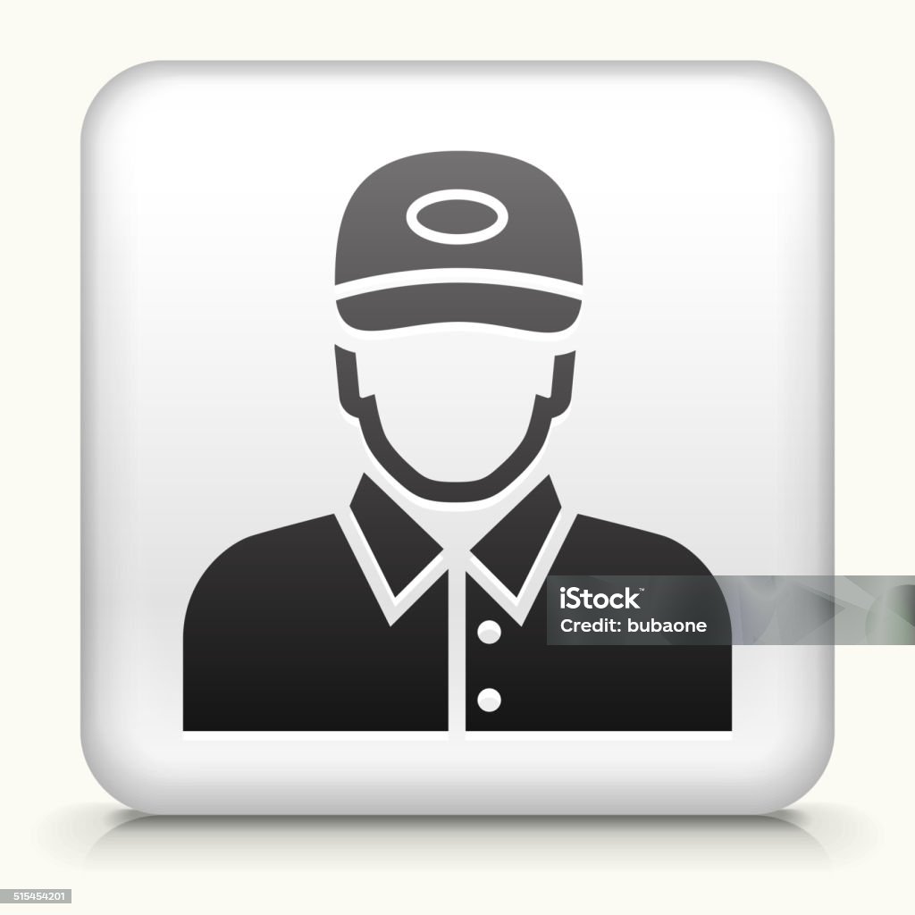 Square Button with Worker White Square Button with Worker Blue-collar Worker stock vector