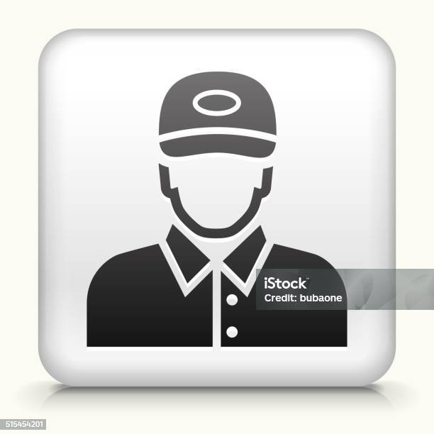 Square Button With Worker Stock Illustration - Download Image Now - Blue-collar Worker, Headshot, Human Body Part