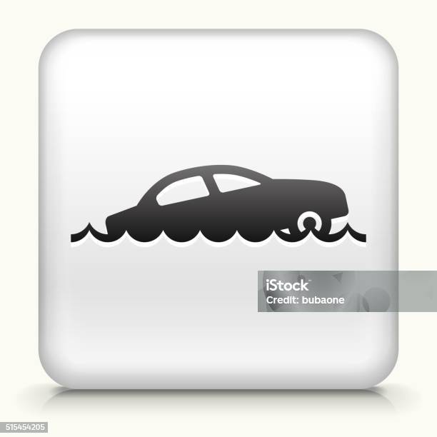 Square Button With Sinking Car Stock Illustration - Download Image Now - Car, Drowning, Icon Symbol