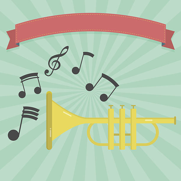 ilustraciones, imágenes clip art, dibujos animados e iconos de stock de trompeta de banner - speaker bugle abstract trumpet