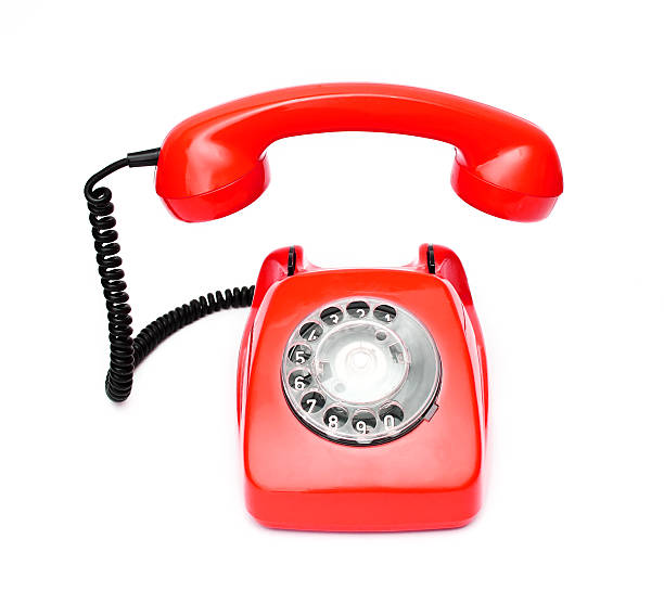 istock Red retro telephone isolated on white background. 515469772