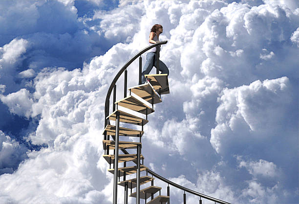 stairway to the clouds stock photo