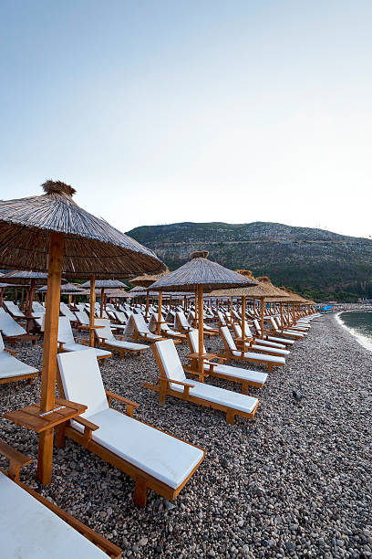istock wooden umbrellas,  beach 515470914