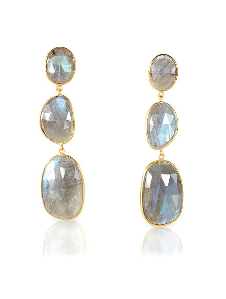 opallanguage safira azul de moda gota brincos com diamantes - sapphire blue diamond jewel imagens e fotografias de stock