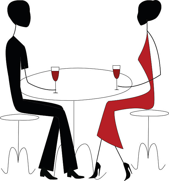 ilustrações de stock, clip art, desenhos animados e ícones de homem e uma mulher em um restaurante. - food and drink fruit cartoon illustration and painting