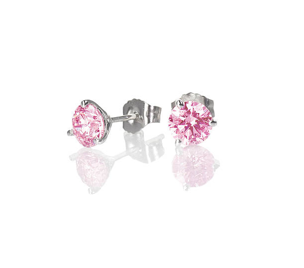 puces d'oreille diamant rose perle - pierced photos et images de collection