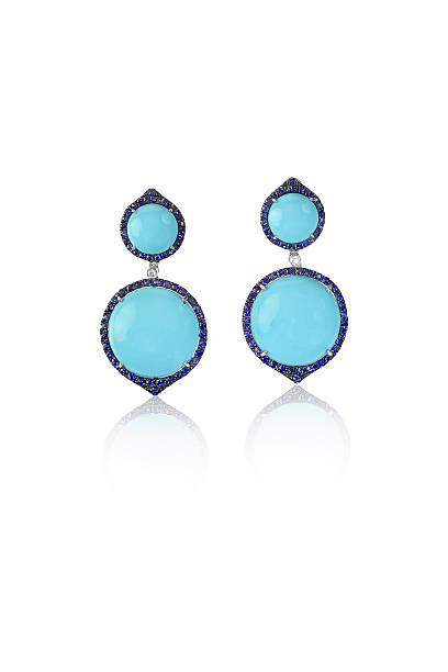 opallanguage safira azul de moda gota brincos com diamantes - sapphire blue diamond jewel imagens e fotografias de stock