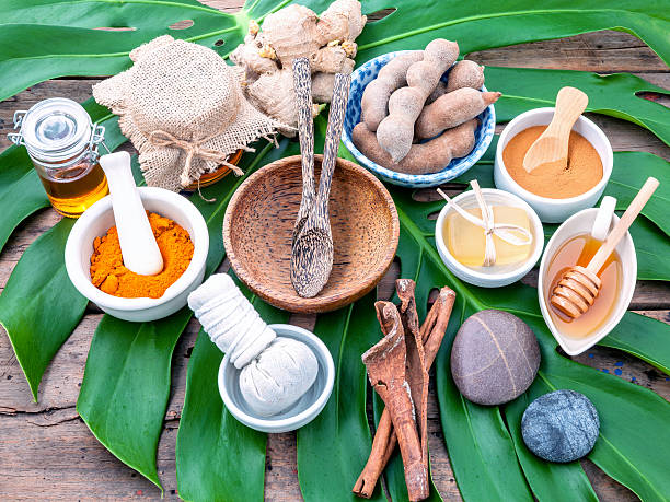 istock Green leaves with nature spa ingredient . 515478912