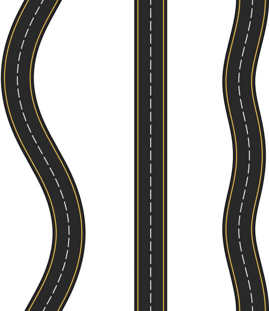 ilustraciones, imágenes clip art, dibujos animados e iconos de stock de carreteras vertcal sin costura - single line yellow road asphalt
