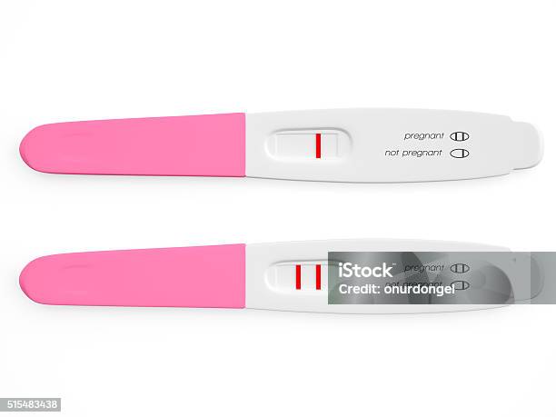 Pregnancy Test Not Pregnant And Pregnant Stock Photo - Download Image Now - Pregnancy Test, Cut Out, Positive Emotion