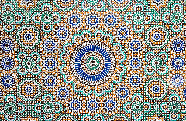 moroccan vintage tile background - mozaïek stockfoto's en -beelden