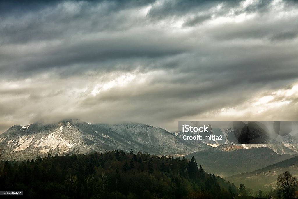 Cloudy wintert mountains Winter mountains Awe Stock Photo