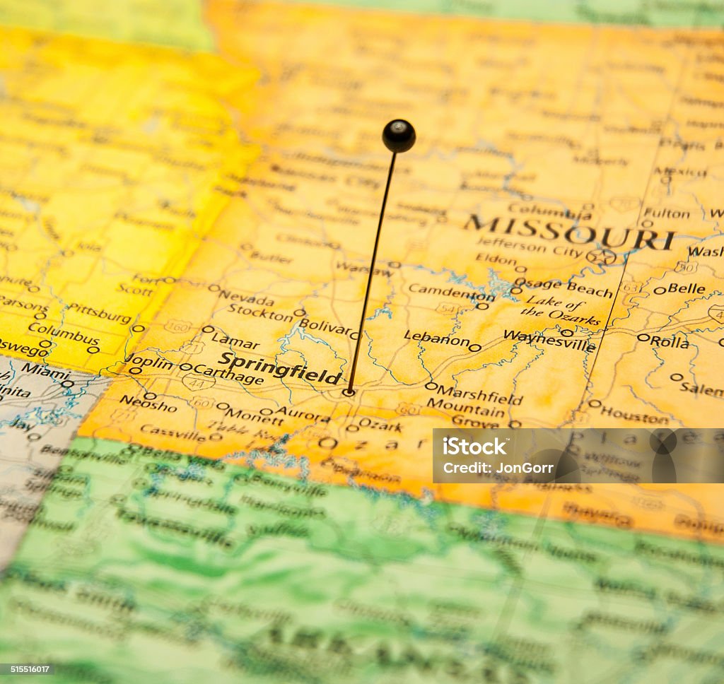 Macro Road Map Of Springfield Missouri Missouri Stock Photo